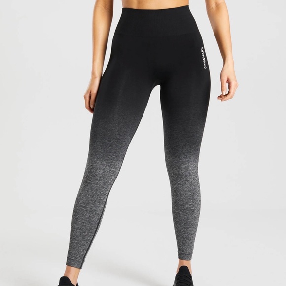 Gymshark Pants - Gymshark Women’s Activewear Black & Gray Gradient Leggings cuffed ankle, Small